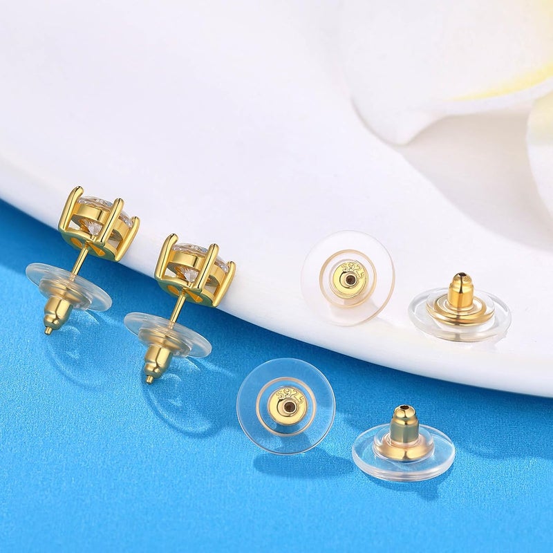 Moconar Earring Backs, 925 Sterling Silve Locking Earring Backs for Studs, Hypoallergenice Secure Earring Backs Replacements for Studs/Droopy Heavy Ears, No-Irritate Earring Backs for Adults (Gold) - Image 2